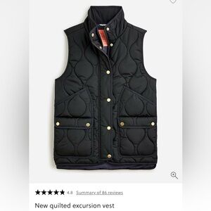 J. Crew Black New quilted excursion vest